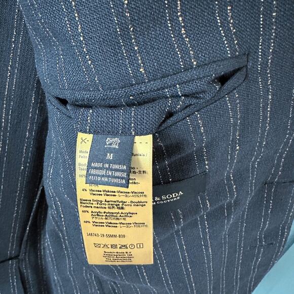 Scotch & Soda Blazer Suit Jacket Medium Blue Striped Cotton Lightweight - Picture 4 of 8